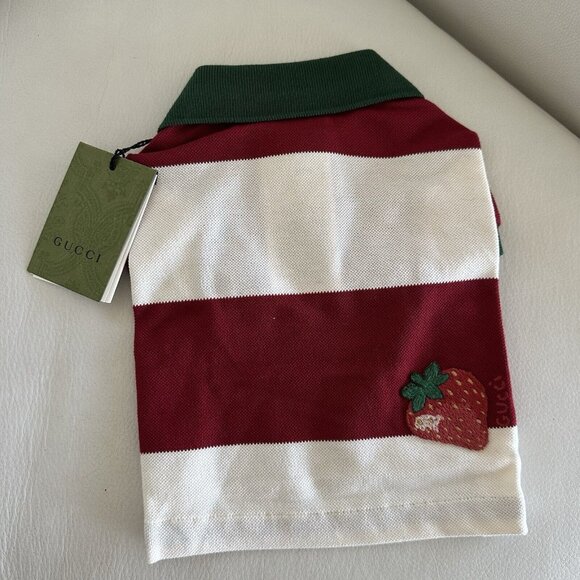 NEW GUCCI Dog Web Striped White Red Green Sz S Sweater Polo Shirt - Picture 1 of 6